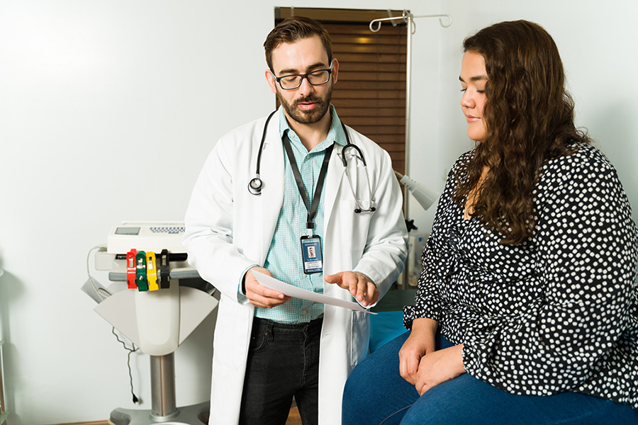 Patient discussing weight and lifestyle changes with their provider